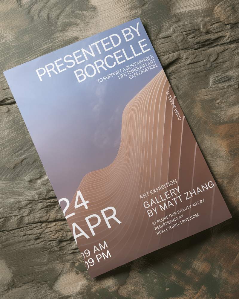 A4 Poster Mockup Lying On Wooden Surface