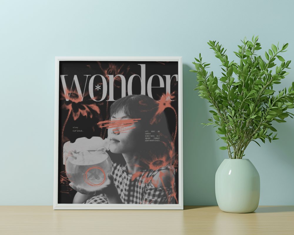 White Framed Art Mockup On Desk With Potted Plant In Bright Interior