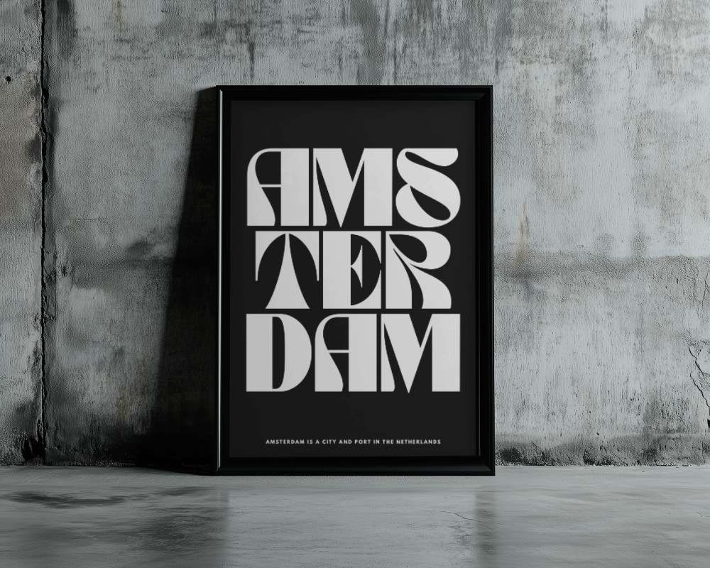 Leaning Framed Art Mockup With Design Placeholder Against Industrial Wall