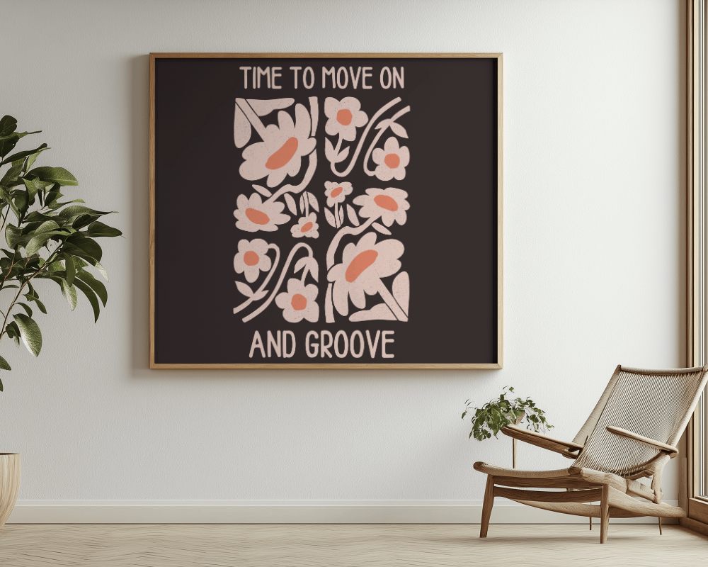 Large Poster Mockup In Cozy Living Space With Wooden Frame And Neutral Tones
