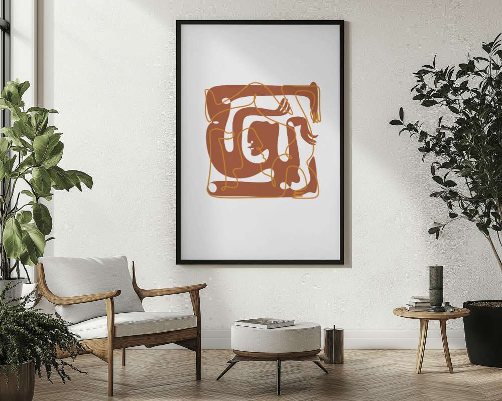 Large Poster Mockup In Living Room With Chairs