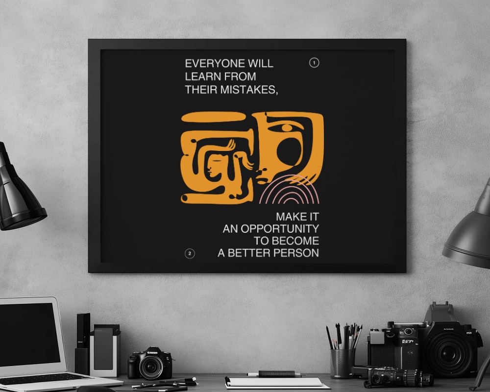 Minimalist Desk Poster Mockup With Camera Accessories