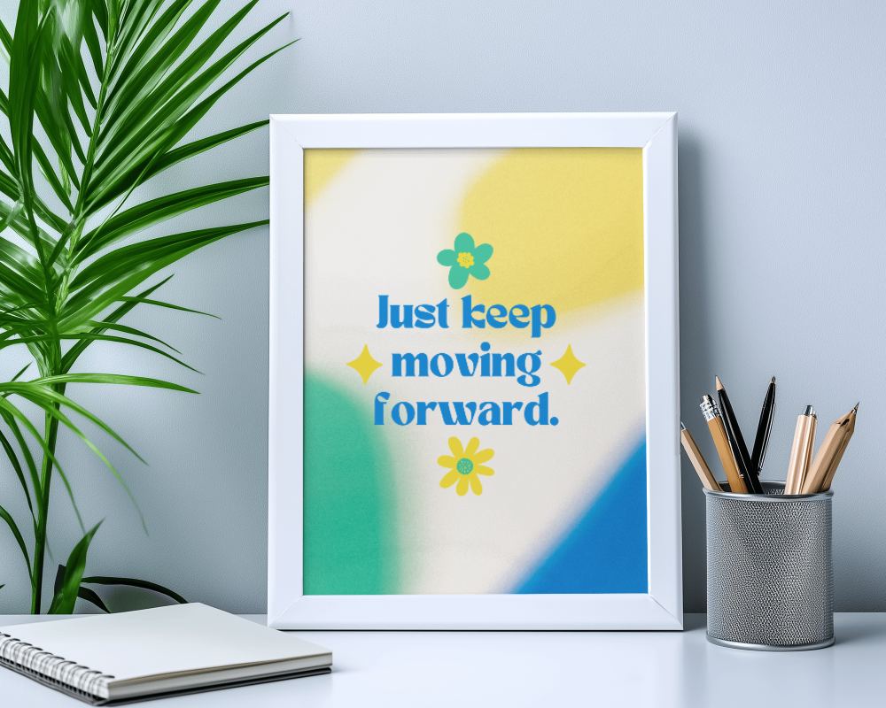 Desk White Frame Poster Mockup With Stationery