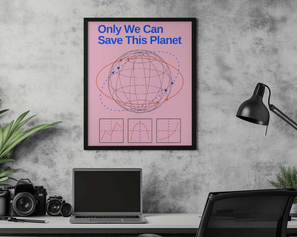 Minimal Desk Black Frame Poster Mockup