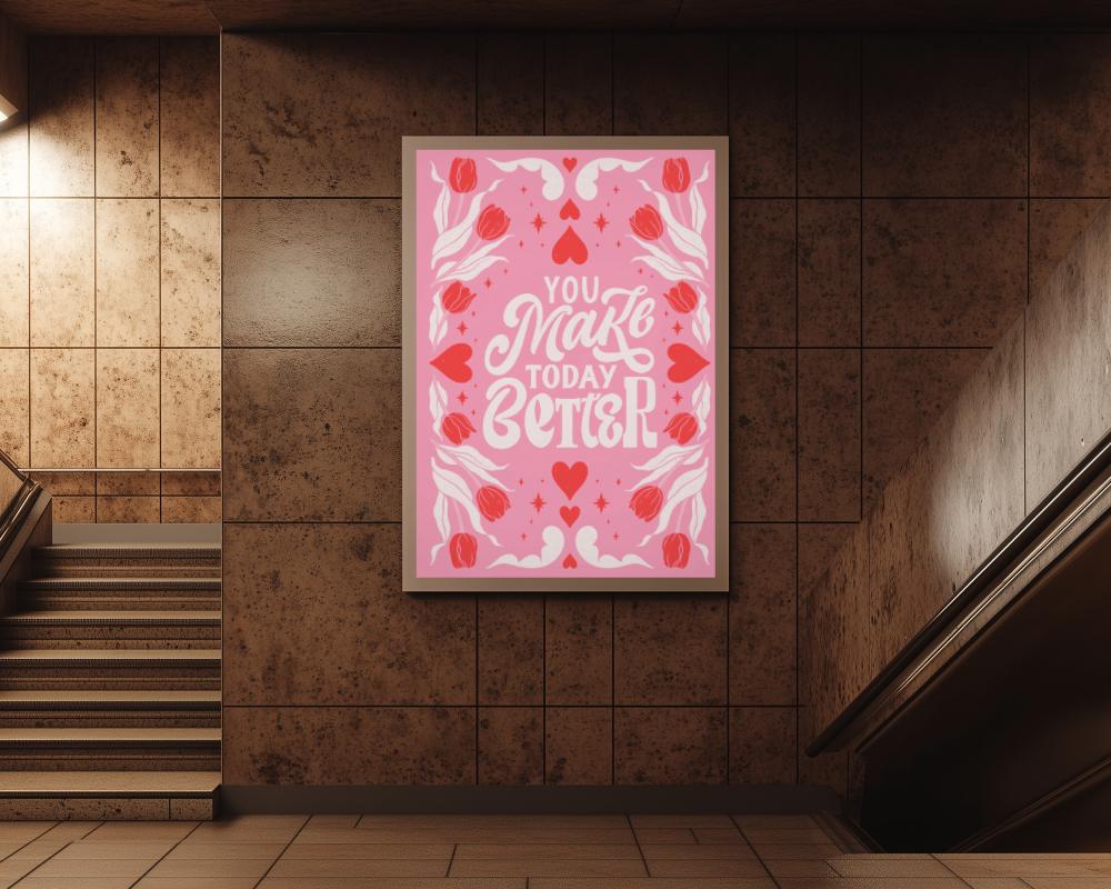 Subway Staircase Poster Mockup With Dramatic Lighting For A Modern Public Space Look