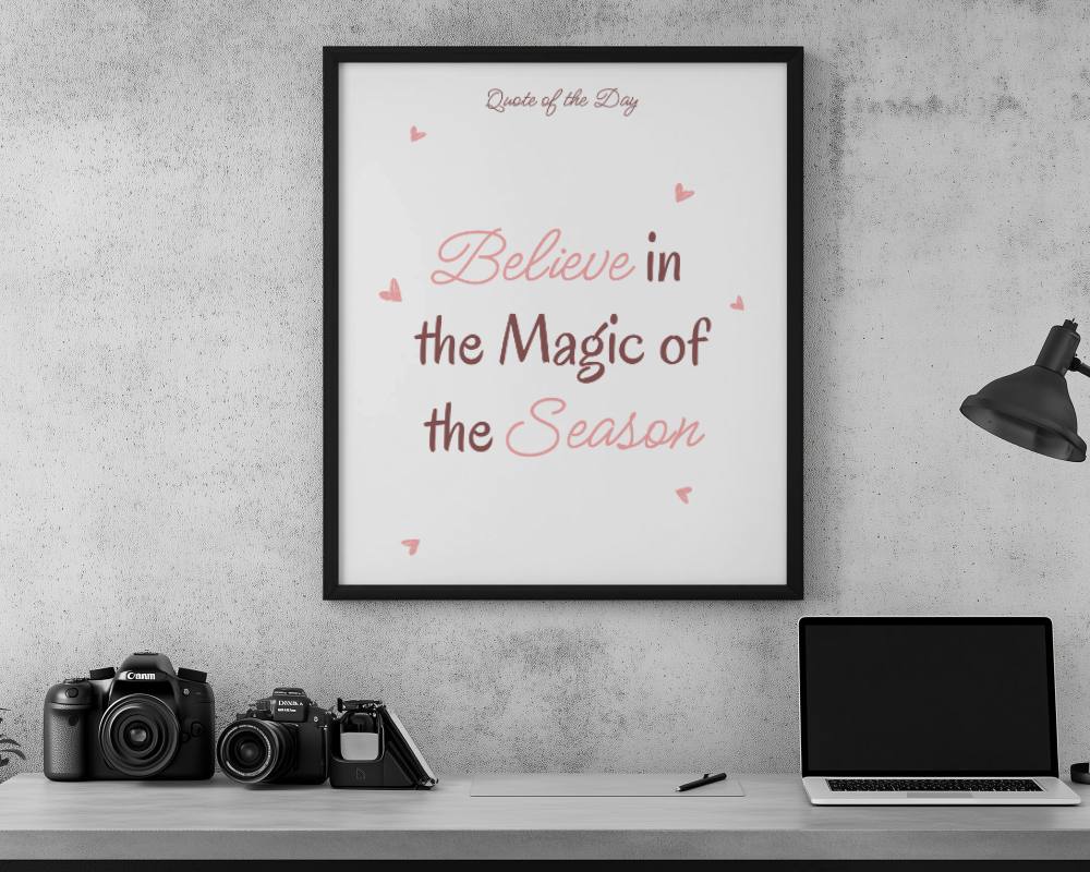 Workspace Poster Mockup With Camera And Lamp In A Minimalist Photography Studio