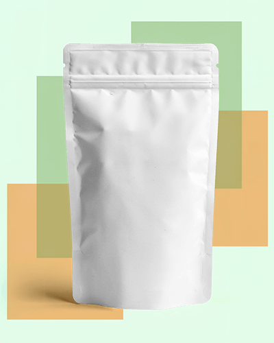 Minimalist Snack Pouch Mockup White Stand Up Pouch Against Pastel Toned Geometric Background