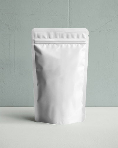 Textured Wall Pouch Mockup Modern Matte Finish Packaging With Sophisticated Muted Green Backdrop