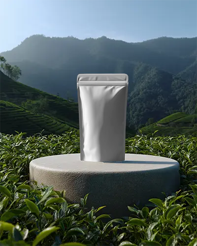 resealable-matte-pouch-mockup-displaying-natural-product-packaging-in-greenery-background