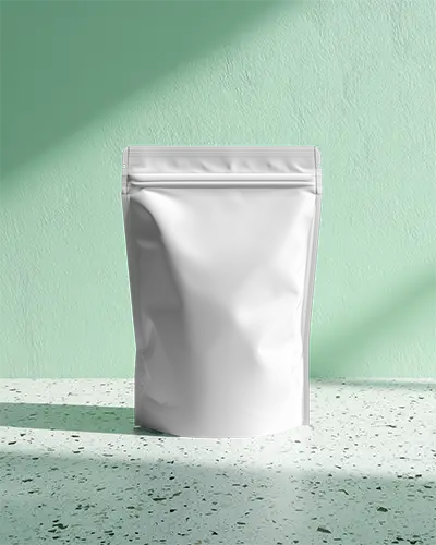 Resealable Stand Up Pouch Mockup For Product Packaging Display With Shadows Background