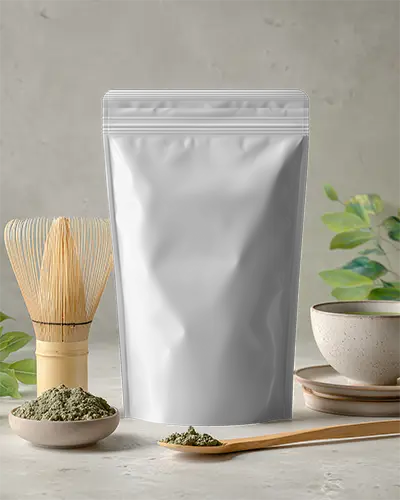 Eco Friendly Resealable Pouch Mockup For Tea Powder Organic Packaging