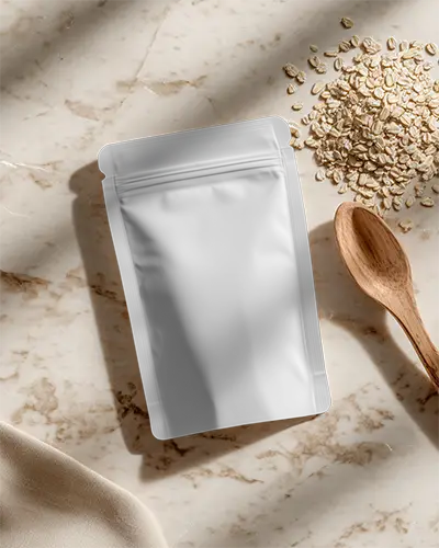 Resealable Stand Up Pouch Mockup For Food Packaging Design Presentation