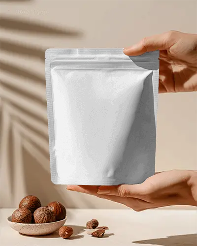 Resealable Stand Up Pouch Mockup With Elegant Minimalist Background For Branding