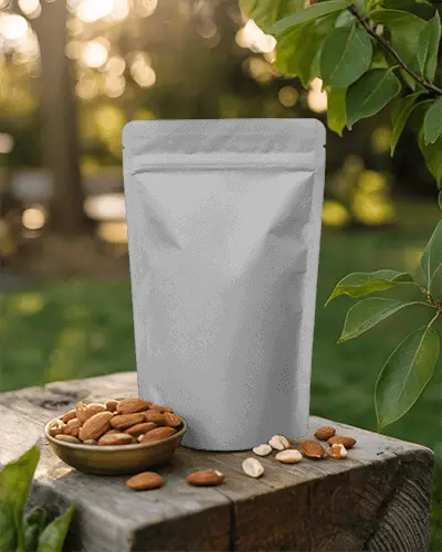 Resealable Stand Up Pouch For Nuts Packaging Natural Food Storage Biodegradable
