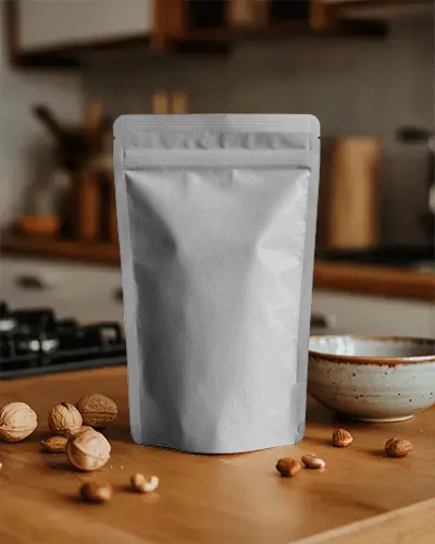 Reusable Stand Up Pouch Mockup With Zipper Lock For Food Storage And Retail Packaging Solutions