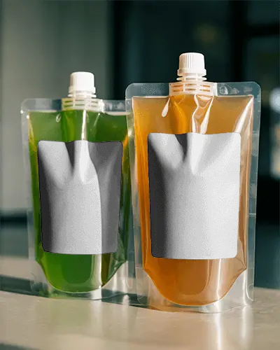 Clear Flexible Stand Up Spout Pouch For Organic Juice And Health Drink Packaging Solutions