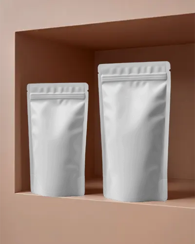 Resealable Stand Up Pouches Mockup For Food Packaging And Product Storage Mockup Display