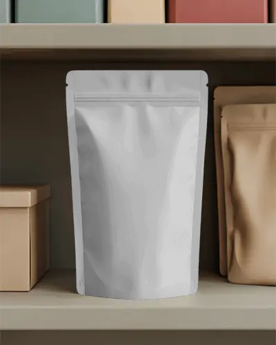 Resealable Stand Up Pouch Mockup Packaging With Matte Finish For Foodsnacks And Powders