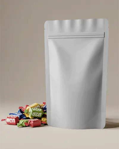 Flexible Foil Pouch Mockup For Candy Packaging Branding And Label Design Showcase