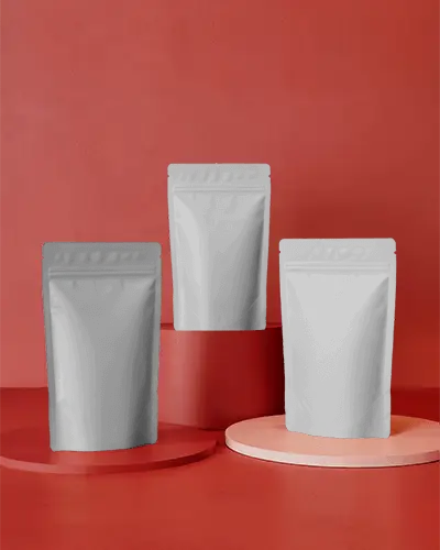 Stand Up Pouches With Zipper Lock For Food Packaging And Retail Product Display On Platforms