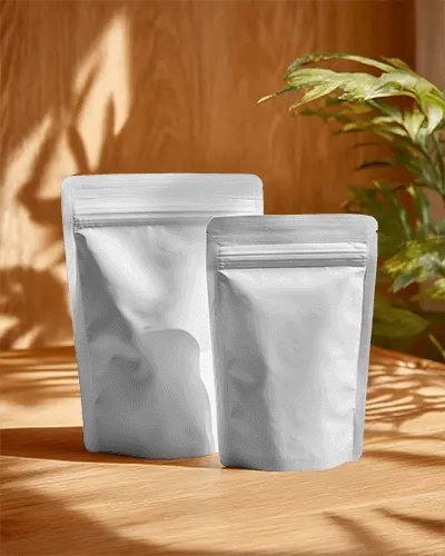 Reusable Stand Up Pouches Mockup With Zipper Lock For Food Packaging And Retail Display Solutions