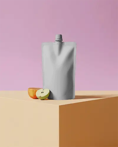 Stand Up Spout Pouch Packaging Mockup For Liquid Foods Beverages And Snacks Display