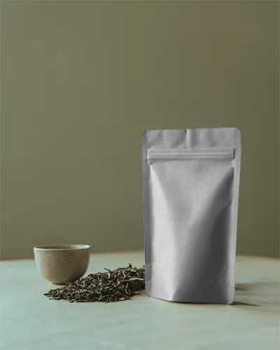 Resealable Stand Up Pouch Mockup For Drying Tea Packaging Design Presentation