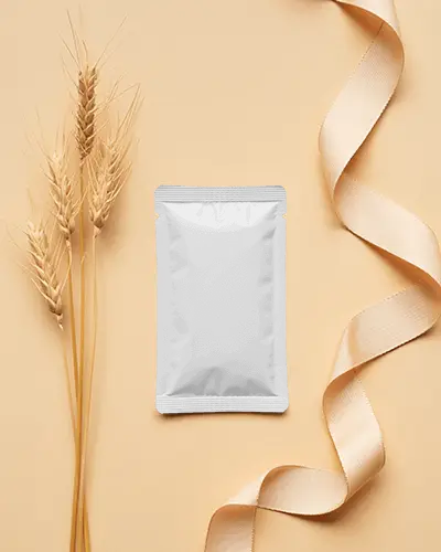 Modern Foil Pouch Packaging Mockup With Flat Lay Composition For Branding Projects