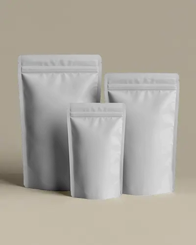 Resealable Stand Up Pouch Packaging Mockup For Product Packaging Design Presentation