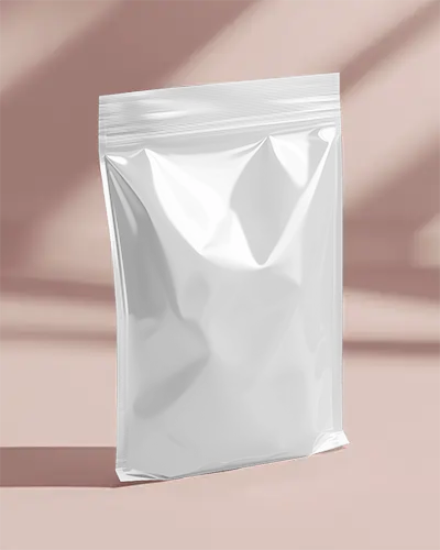 Spicy Snack Foil Pouch Mockup On Soft Pink Surface Light Streaks And Electric Vibes 069