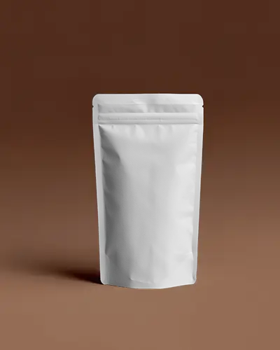 Premium Quality Foil Pouch Packaging Mockup With Clean Minimalist Design For Marketing