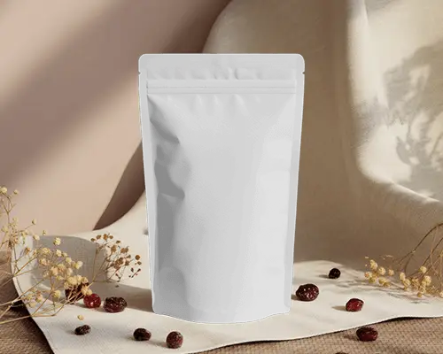 Cozy Natural Pouch Mockup On Fabric Surface Dried Flowers And Raisins Warm Lighting Comforting Vibe