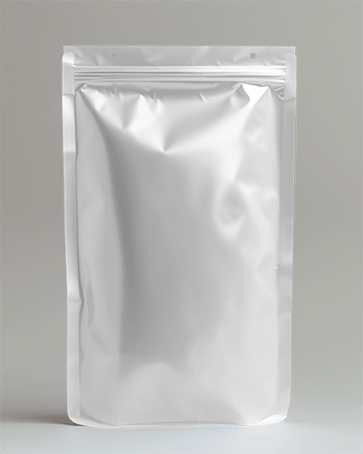 Sleek Silver Pouch Mockup On White Surface Modern And Trendy Look