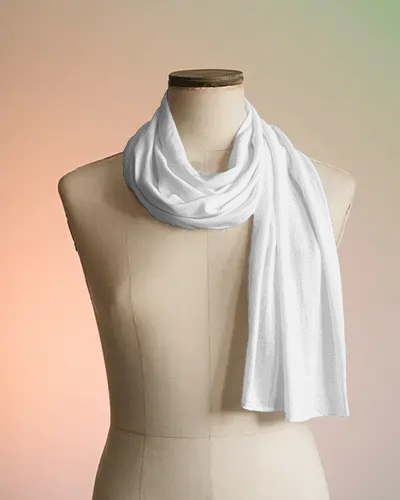 Stylish Scarf Mockup Minimal Fashion Accessory Wrapped Around Dress Form Against Gradient