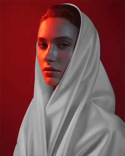 Elegant Soft Fashionable Scarf Mockup Wrapped Around The Head And Shoulders For Winter Style