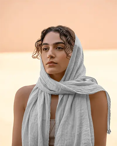 Elegant Soft Fabric Scarf Mockup As Headwrap For Summer Wear And Fashion Forward Outfits