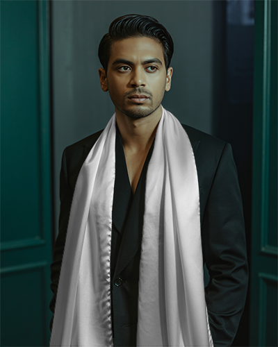 Luxurious Long Smooth Satin Scarf Mockup Mens Fashion Winter Accessory Elegant And Versatile