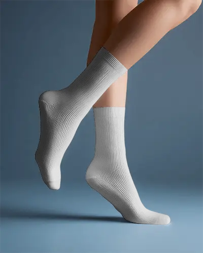 Premium Comfortable Ribbed Mid Calf Socks Mockup For Daily Wear And Casual Footwear Styles