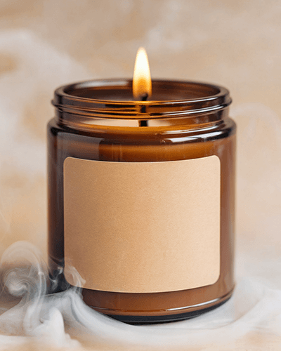 Amber Candle Jar Sticker Mockup Home Fragrance Product Label Custom Design Branding Packaging
