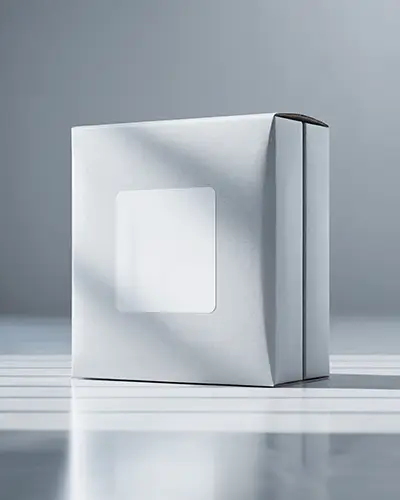 Box Sticker Mockup With Label Under Soft Focus Background 0141