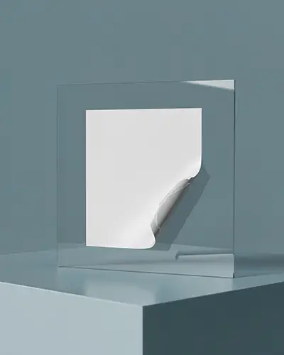 Floating Sticker On Clear Acrylic Block Mockup With Soft Shadow Projection 0177