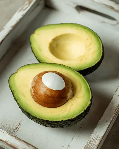 Top View Avocado Sticker Mockup On Seed Organic Produce Label Placement For Branding Design 0215