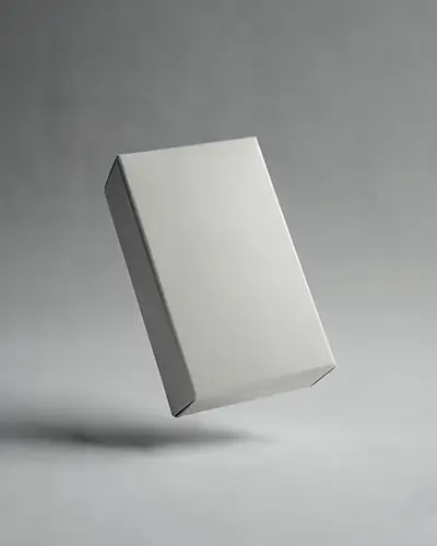 Floating White Box Sticker Mockup Minimal Gray Background Clean Packaging Design Presentation 0230