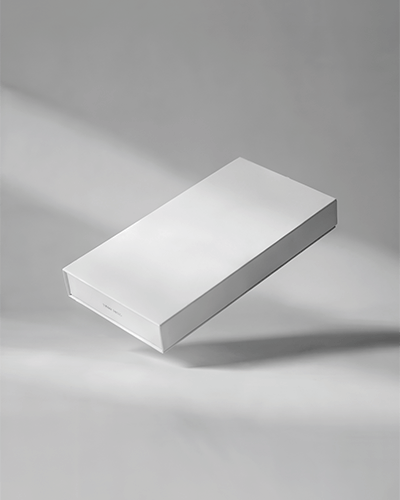 Modern Product Box Sticker Mockup Hovering In Air With Clean Shadow Casting