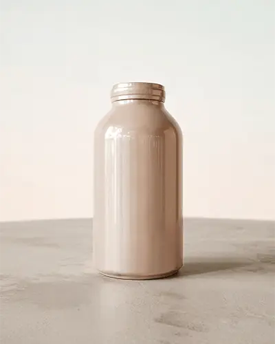 Minimal Bottle Sticker Mockup On Light Pastel Background For Branding