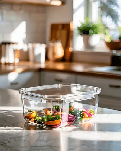 Clear Plastic Food Storage Container Sticker Mokcup With Airtight Seal For Fresh Meal Prep Storage