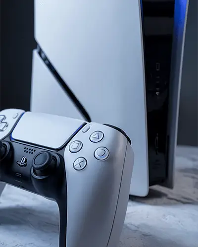 Sleek Video Game Console Sticker Mockup With Ergonomic Controller For Advanced Gaming