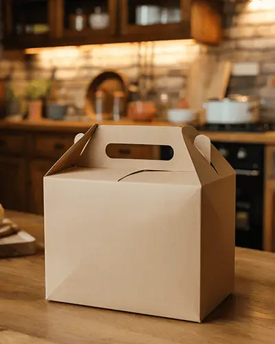 Eco Friendly Takeout Box With Handle For Restaurant Food Packaging And Delivery Services