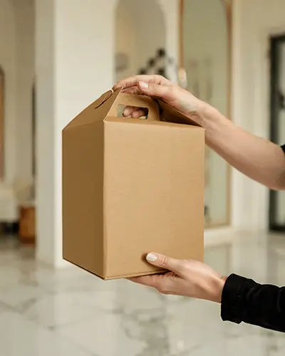 Portable Recyclable Corrugated Box With Easy Grip Handle For Ecommerce Shipments