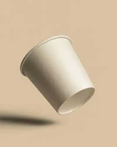 Blank Stylish Paper Cup Floating Isolated Minimalist Background Mockup Template